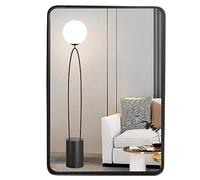 Estructura del Espejo de Pared 60x90 cm, Vidrio Cepillado Moderno y Espejo de baño de diseño Profundo Negro