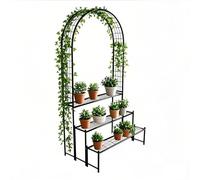 Estructura Metálica para Jardín con Estantes para Macetas y Suculentas,Pérgola Arco Soporte para Plantas Trepadoras (Rosas, Viñas, Clemátide) Exterior Todo Clima