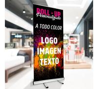 Estructura Roll Up con Impresion incluida 85x200 cm de Aluminio - para Colocar Pancarta Cartel o como Photocall - Expositor Publicitario con Lona Personalizada + Bolsa de Transporte