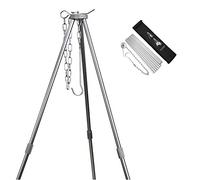 Estructuras telescópicas para barbacoa de tres patas, trípode para barbacoa, juego de trípode plegable para fogatas, parrilla para camping, barbacoa colgante, trípode de camping con cadena y gancho