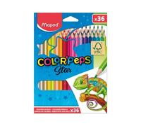 Maped - Lápices de colores de madera - Estuche de 36 - Colores vibrantes - Caja de cartón