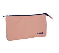 Bolso escolar portatodo milan 1918 collection 3 cremalleras y 5 compartimentos rosa 215x35x125 mm