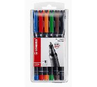 ESTUCHE 6 MARCADORES PERMANENTE P.MEDIA SURTIDO OHPEN UNIVERSAL 1MM. STABILO 843/6