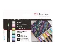 Tombow Rotuladores Fudenosuke Hard – Punta dura, resistente al agua, lettering – Estuche 6 pastel