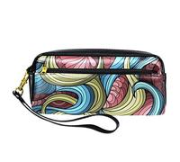 Estuche abstracto de pétalos de flores para lápices, bolsa de piel sintética con cremallera para niños y niñas, suministros escolares y de oficina
