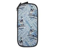 Estuche abstracto de remo ondulado, caja de lápices minimalista, portátil, duradera, con cremallera, para escuela, oficina, color negro, color, 5.0cm*10.5cm*20.5cm, Estuche para lápices