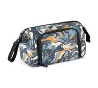 Estuche abstracto de tinte azul marino de gran capacidad con asa de cremallera para niños y escuela, multicolor, Talla única, moderno