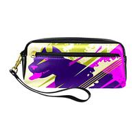 Estuche abstracto para lápices de perro, bolsa de piel sintética con cremallera para niños, niñas, suministros escolares y de oficina