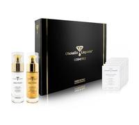 Estuche antiedad - Serum facial con oro coloidal, PVP K30 + máscara facial con oro coloidal y ácido hialurónico - muestras de regalo - cumpleaños, graduación, aniversario