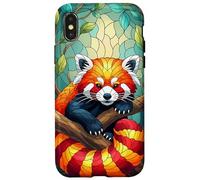 Estuche artístico con diseño de Animales Panda Rojo Carcasa para iPhone X/XS