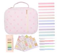Estuche Bíblico para Mujer con Asa Kit Bíblico de Gran Capacidad con Pestañas, Bolígrafos, Notas Adhesivas, Resaltadores, Bolsa Acolchada Kit de Estudio, Estilo 1, 8.9x11.4x3.2