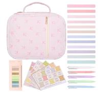 Estuche Bíblico para Mujer Kit Bíblico de Gran Capacidad con Pestañas, Bolígrafos, Notas Adhesivas, Resaltadores, Kit de Estudio de Biblias con Asa 8.9x11.4x3.2 Pulgadas Estilo 1, Decoración de Jardí