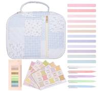 Estuche Bíblico para Mujer Kit de Estudio Bíblico de Gran Capacidad con Pestañas Bolígrafos Notas Adhesivas Resaltadores Organizador con Asa 8.9x11.4x3.2 Pulgadas Estilo 3