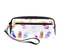 Estuche bohemio de plumas hippie, bolsa de piel sintética con cremallera para niños y niñas, suministros escolares y de oficina