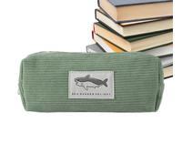 Estuche bordado para lápices, diseño de tiburón de pana de alta capacidad, de papelería de animales , organizador portátil para bolígrafos, solución de almacenamiento de tela