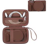 Estuche Canboc para cámara Digital Canon PowerShot G7X Mark III, Estuche de Transporte Duro + Cubierta de Silicona Suave con Cubierta de Lente extraíble, marrón