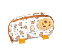 Estuche Capybara - Portalápices de peluche con compartimentos y cremallera | Caja de bolígrafos en forma de animal de dibujos animados para la escuela y la oficina, ideas de regalo, organizador de pap