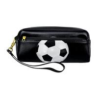 Estuche Cartuchera Negra para Lápices de Fútbol de Piel Sintética con Cremallera para Niños y Niñas, Material Escolar y Papeleria