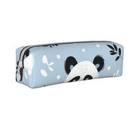 Estuche cilíndrico portátil para lápices con diseño de panda gigante, con cremallera, bolsa de piel para cosméticos, White, Talla única, Mochila escolar