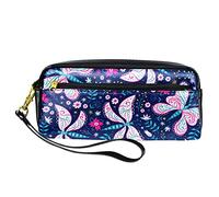 Estuche colorido abstracto de mariposa para lápices, bolsa de piel sintética con cremallera para niños y niñas, suministros escolares y de oficina