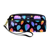 Estuche colorido abstracto moderno con patrón de hojas para lápices, bolsa de piel sintética con cremallera para niños y niñas, suministros escolares y de oficina