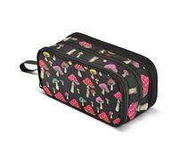 Estuche colorido con cremallera, bolsa grande para bolígrafos, para el aula, para niños, oficina, universidad, suministros escolares, setas coloridas, color rojo y negro, 8.8 x 3.5 x 4.33 pulgadas