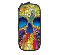 Estuche colorido con diseño de calavera de cerebro abstracto, minimalista, portátil, duradero, con cremallera, para escuela, oficina, negro, color, 5.0cm*10.5cm*20.5cm, Estuche para lápices