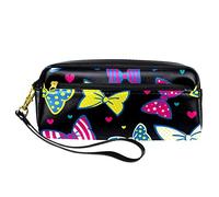 Estuche colorido con patrón de lazo, bolsa de piel sintética con cremallera para niños y niñas, suministros escolares y de oficina