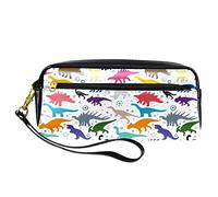 Estuche colorido de dinosaurio para lápices, bolsa de piel sintética con cremallera para niños y niñas, suministros escolares y de oficina