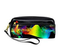 Estuche colorido para lápices de música, bolsa de piel sintética con cremallera para niños y niñas, suministros escolares y de oficina