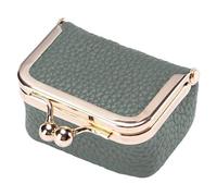 Estuche compacto de viaje con monedero de cuero para aretes, collares, pulseras, estuche de viaje, monedero portátil, caja de cuero con beso, Verde almendra, Talla única