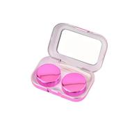 Estuche compacto para lentes de contacto con espejo, plástico, acabado galvanizado, doble compartimento, cierre a presión, 6,6 x 4,5 x 2,3 cm, Red, 66 X 45 X 23 Millimeters, Elegante y minimalista