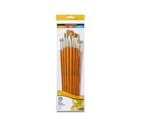 Estuche con 10 Pinceles de Taklon con Mango Largo DALER Rowney Simply :Redondo 1,3,5, Plano Corto 2,6,10,Plano 2,8,Lengua de Gato 2,6
