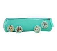 Estuche con 4 botones para niños y niñas | Estuche de fieltro en color turquesa con motivo de circo ideal como regalo para el comienzo de la escuela | Estuche escolar nº 3