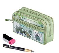 Estuche con Cremallera Estuche Transparente Estuche Transparente de Gran Capacidad Estuche Portatil Adecuado para Viajes para Niños Adolescentes Estudiantes, Verde, riferimento alla descrizione
