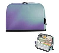 Estuche con cremallera, grande, abstracto, negro, azul, degradado, bolsa de almacenamiento para lápices, bonita bolsa de marcadores para niñas, estampado animal, suministros de oficina