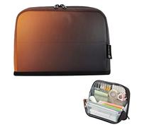 Estuche con cremallera, grande, color naranja y negro, abstracto, degradado, bolsa de almacenamiento para niñas, bolsa para bolígrafos, arte floral, organizador de suministros de vuelta a la escuela