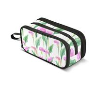 Estuche con cremallera para lápices, bolsa de lápices rosa, lirios de cala, hojas verdes, bolsas de almacenamiento para lápices blancos, bonita bolsa para bolígrafos para niñas, impresión artística