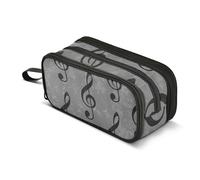 Estuche con cremallera para lápices con textura de clave de sol negra con diseño de clave de sol para niñas, para adultos y niños, organizador de vuelta a la escuela, 8.8 x 3.5 x 4.33 pulgadas