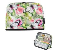 Estuche con cremallera para lápices, diseño floral, mariposas, alas, rosa, verde, bolsas de almacenamiento para lápices, bolsas para niños, adolescentes, niñas, especiales, para el regreso a clases