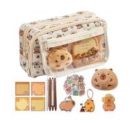 Estuche con cremallera para lápiz de Capybara, funda de lápiz, portátil con cremallera, Sturdy Wide Opening Mouth Pencil Pouch, 9-Compartment Office Supplies, Fun Cute Pencil Holder Bag, multicolor,