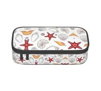 Estuche con cremallera y estampado de girasol con cara sonriente, para adolescentes, niñas, niños, bolsa de maquillaje para mujeres, accesorio de papelería escolar, Estrella de mar de concha, Talla