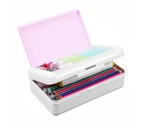 Estuche con doble capa, organizador de almacenamiento de plástico, tapa hermética para almacenamiento escolar y de oficina, Pink, 20.5*12.5*6cm, Sencillo