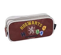 Estuche con Doble Compartimento de Harry Potter - Multicolor - 22,5x8x10 cm - Fabricado en Poliéster - Cierre de Cremallera - Estampado de Hogwarts - Producto Original Diseñado en España