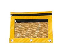 Estuche con doble cremallera para lápices, B5, con cremallera, almacenamiento de archivos, tela Oxford, bolsillo para archivos, bolsa impermeable para guardar bolígrafos, Amarillo, type-E