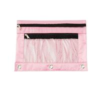 Estuche con doble cremallera para lápices, B5, con cremallera, almacenamiento de archivos, tela Oxford, bolsillo para archivos, impermeable, bolsa de almacenamiento para bolígrafos, Pink, Talla única