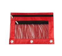 Estuche con doble cremallera para lápices, B5, con cremallera, bolsa de almacenamiento, bolsa de almacenamiento, bolsa de papelería, archivo, tela Oxford St, impermeable, W6M9, Red, type-B