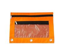 Estuche con doble cremallera para lápices, B5, con cremallera, bolsa de almacenamiento, bolsa de almacenamiento, bolsa de papelería, archivo, tela Oxford St, impermeable, W6M9, Orange, type-C