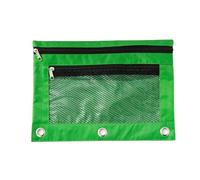 Estuche con doble cremallera para lápices, B5, con cremallera, bolsa de almacenamiento, bolsa de almacenamiento, bolsa de papelería, archivo, tela Oxford St, impermeable, W6M9, Green, type-F