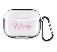 Estuche con Nombre Personalizado Compatible con Apple AirPods Pro 3rd (2025), Funda Blanda Personalizada con Estilo de Escritura a Mano (Transparente)